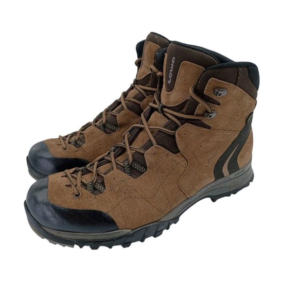 LOWA Mens 'Focus GTX' Gore Tex Brown Suede Hiking Boots Climbing Sz 14 M Germany - Picture 1 of 13